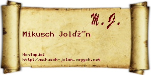 Mikusch Jolán névjegykártya
